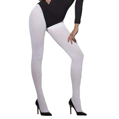 Image of Smiffys Opaque Tights, White , Fever Hosiery Fancy Dress, Dress Up Accessories