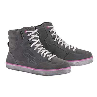 Image of Alpinestars J 6 waterproof motorbike shoe women grey / fuchsia
