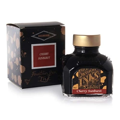 Image of Diamine Guitar Ink, Fountain Pen Ink Cherry Sunburst 80ml