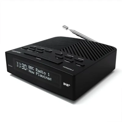 Image of DAB+ DAB Digital FM Radio, Dual Alarm Clock, BT 5.0, USB Moblie Charger, Mains &amp; Battery Power, Headphone aux (AZATOM Horizon Black)