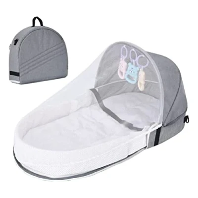Image of spier Baby Travel Cot with Mosquito Net and Awning, Portable Changing Bag, Foldable Bed Net, Cuddly Nest, for Newborns 0 18 Months