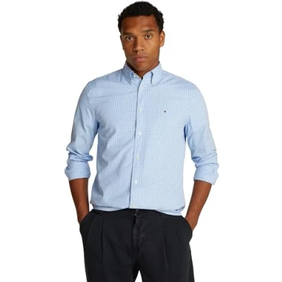 Image of Tommy Hilfiger FLEX Gingham Shirt Shirt, Men&#039;s, Size: XL, Sweet blue/optic white