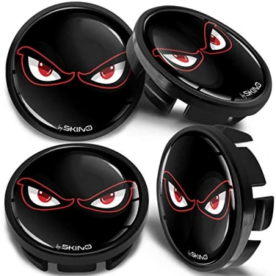 Image of SkinoEu 4 x 65mm Wheel Centre Alloy Hub Center Caps Compatible with VW 3B7 601 171 / 6U7 Black Hubcaps CV 7