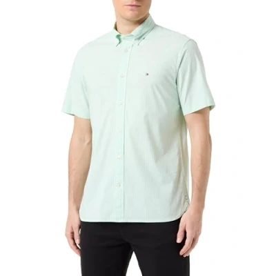 Image of Tommy Hilfiger Men Flex Multi Stripe Rf Shirt S/S Casual Shirts, Green, S