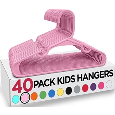 Image of Utopia Home 40 Pack Kids Hangers 11.5 Inch Plastic Baby for Closet Childrens Clothes &amp; Infant Ideal Everyday Standard Use (Baby Pink)