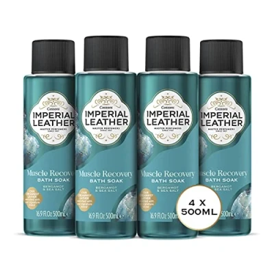 Image of Imperial Leather Muscle Recovery Bath Soak, Bergamot &amp; Sea Salt, Refreshing Restoring Bubble Bath, Gentle Skin Care, Bulk Buy, Pack of 4 x 500ml