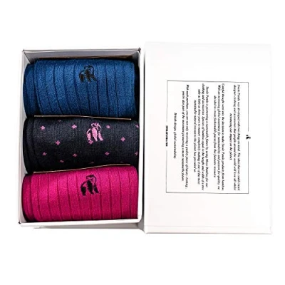 Image of Swole Panda Luxury Super Soft Bamboo Socks For Women Size 4 7 3 Pack Blue &amp; Pink Gift Box