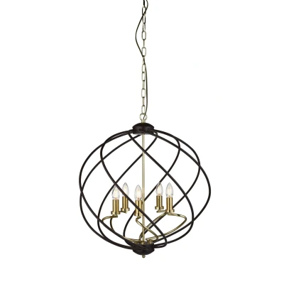 Image of Flow 5 Light Spherical Pendant Matt Black, Dark Bronze, E14