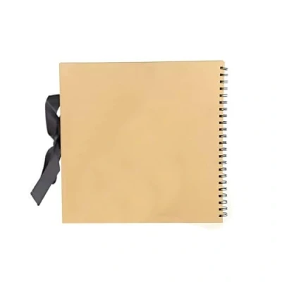 Image of KARRMA LTD. 30x30 CM Large Scrapbook Photo Album Brown Square Scrap book with 40 sheets/80 pages and Ribbon Closure Ideal for Wedding Family Baby Vacation Arts Crafts DIY