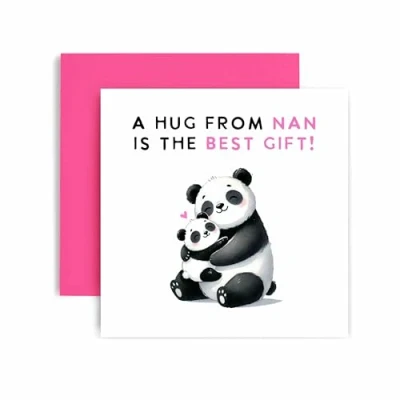 Image of Huxters Sweet Nan Happy Birthday Card Nan&#039;s Hugs are the Best Mother&#039;s Day Panda Gift for Her 14.8cm (Nan)