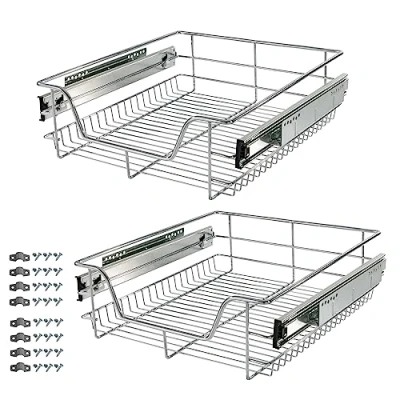 Image of Arebos Sliding drawer for kitchen cabinets and fitted cupboards additional storage 30cm, 40cm, 50cm, 60cm, 2x 60cm 50 cm