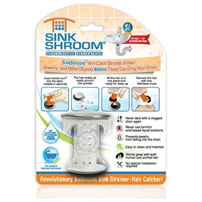 Image of SinkShroom Bathroom Sink Drain Protector Hair Catcher Strainer Snare Silicone Chrome Standard
