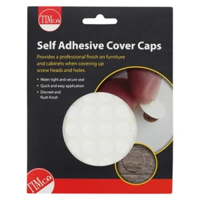 Image of TIMCO Self Adhesive Cover Caps Ideal for screw heads, unused pre drilled holes and general repairs to damaged surfaces White Matt 13mm