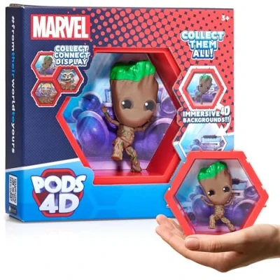 Image of WOW! PODS 4D MARVEL Groot Connectable Collectable Bobble head figure that Bursts from their World into Yours Wall or Shelf Display Toys and Gifts Series 1 no. 409