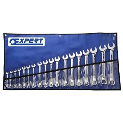 Image of Britool Combination Spanner Set, 6mm 24mm, 18 Pcs Chrome Finish, Vanadium Steel, Tool Roll for Storage
