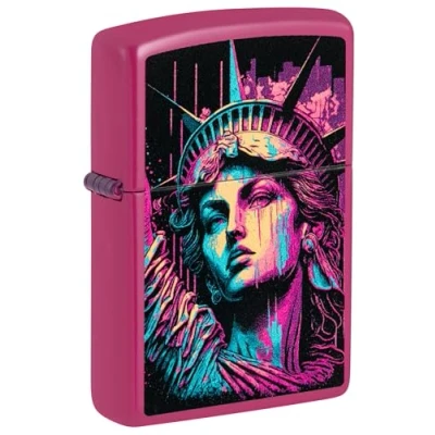 Image of Zippo Windproof Lighter American Lady Design Pink Refillable for Lifetime Use Gift Box Metal Construction Made in USA, One Size