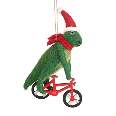 Image of Sass &amp; Belle T Rex On A Bicycle Felt Decoration