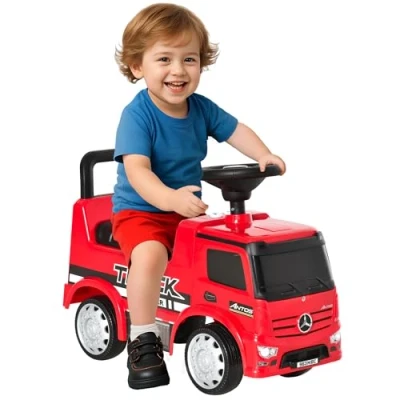 Image of HOMCOM Compatible Kids Ride On Car Truck Mercedes Benz Licensed Toddler Foot To Floor Slider w/Under Seat Storage for 12 36 Months Red