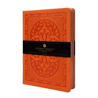 Image of Victoria`s Journals Vintage notebook, Classic A5 journal, Leather Hard Cover, Hardback Quality design Diary (Orange)