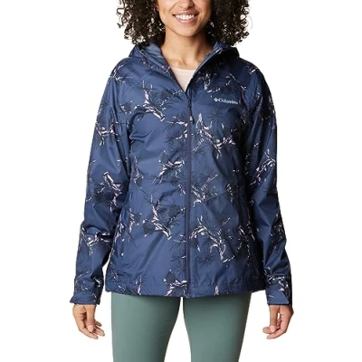 Image of Columbia Women&#039;s Inner Limits Jacket, Waterproof Rain Nocturnal Pinecones Print, Size XS