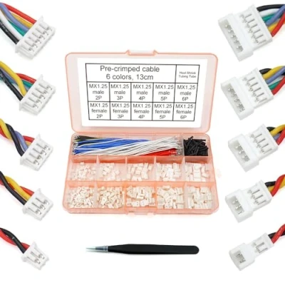 Image of 1.25mm Male and Female Connectors Socket Plug with Pre Crimped Cables Compatible Molex PicoBlade for Pixhawk Silicone 13cm Wire (Male Female)