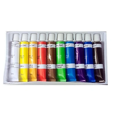 Image of ACRYLIC PAINT SET COLOUR PAINTS ARTIST ART AND CRAFT 10x 12ml
