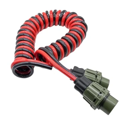 Image of SERTPLAS 2 Pin Nato Spiral 50 mm², Electric Coil mm² with Plugs, 24 V Cable x 0.50 m², 4 m Jump Leads, VG96917 for Trucks, German Armed Forces, Fire Brigade,