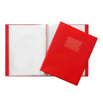 Image of Janrax A4 Red Flexible Cover 80 Pocket Display Book Presentation Folder