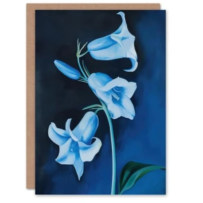 Image of Artery8 Bluebell Flowers Wildflower Blue Floral Painting Greeting Birthday Card Him Her All Blank