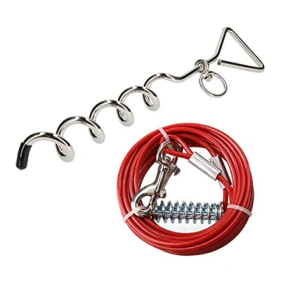 Image of Dog Yard Stake Out Spike &amp; 15ft Weather Resistant Strong Tie Cable