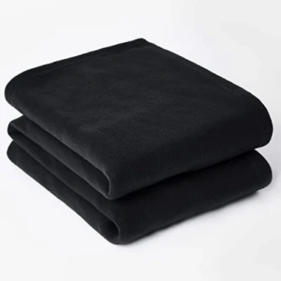 Image of Dreamscene Large Warm Polar Fleece Throw Over Soft Luxury Sofa Bed Blanket, Plain Black 150 x 200 cm