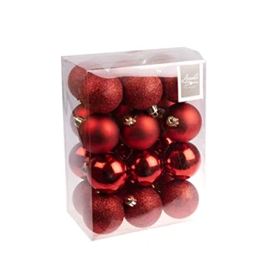 Image of Premier Decorations 24 x 60mm Multi Finish Balls, Red