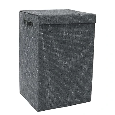 Image of JVL Shadow Fabric Foldable Laundry Hamper with Lid