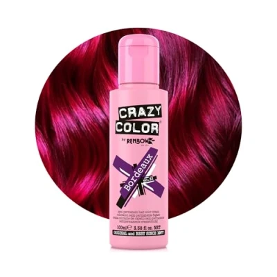 Image of Crazy Color Vibrant Bordeaux Semi Permanent Hair Dye. Highly Pigmented Plum Wine Conditioning &amp; Oil Nourishing Vegan Formula No Bleach or Ammonia 100ml