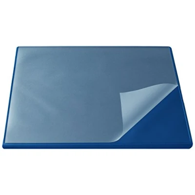 Image of Läufer Durella Flexoplan 44625 Desk Mat with Edge Protection and Transparent Pad 52 x 65 cm Non Slip Blue