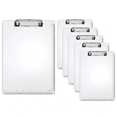 Image of A4 Clipboards 6 Pieces Metal Clipboards, Heavy Duty Waterproof Clipboard Recycled Aluminum Clipboard, with Low Profile Clip Rust Proof Hangable for Office, Job Site, School