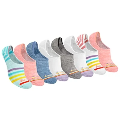 Image of Saucony Women&#039;s No Show Cushioned Invisible Liner Socks, Available in S l (8, 16 Casual, Rainbow Assorted (8 Pairs), M (Pack of 16)