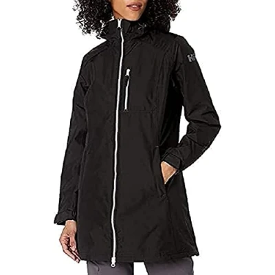 Image of Helly Hansen Women Long Belfast Jacket Waterproof, Windproof and Breathable Fabric, Full Zip Raincoat with Mesh Liner