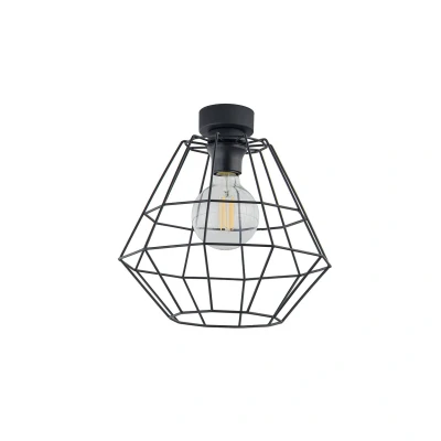 Image of Diamond Wire Frame Semi Flush Ceiling Light Black 1xE27