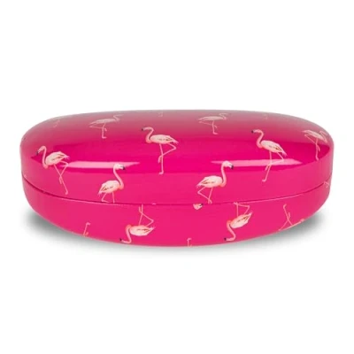 Image of LAGO TERRA Pink Flamingo Print Hard Shell Sunglasses Case (Large)