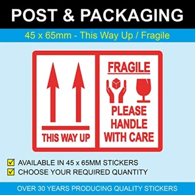 Image of This Way Up/Fragile Please Handle with Care Stickers/Labels (1000)