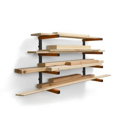 Image of Bora Portamate 4 Level Lumber Rack Wood Storage and Garage Wall for Indoor/Outdoor Use Material Mount System PBR 0410, Orange/Gray