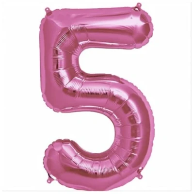 Image of Pink Number 5 Foil Balloon, 101cm