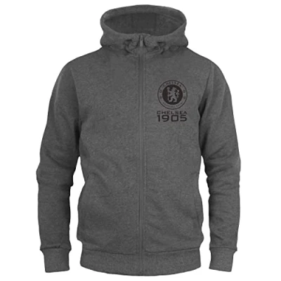 Image of Chelsea FC Official Football Gift Boys Fleece Zip Hoody Grey 8 9 Years
