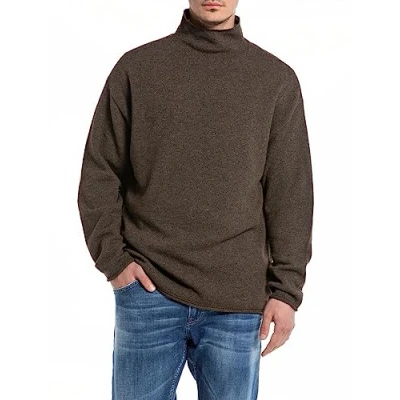 Image of REPLAY Adult UK2520 Aged Sweater, Nut Melange M23, XS
