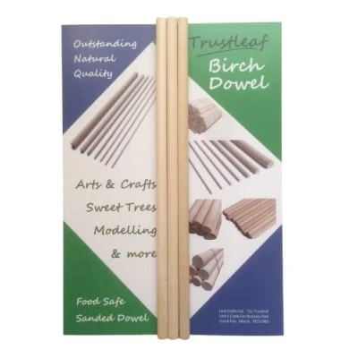 Image of Trustleaf 10mm x 30cm Birch Hardwood Wooden Dowels (3 Dowels)