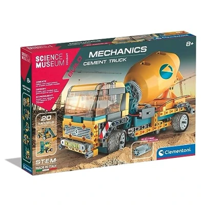 Image of Clementoni 61389 Museum Concrete Mixer Truck Building Set, Mechanics, Scientific, Science Kit for Kids 8 Years, STEM Toys, English Version, Made in Italy
