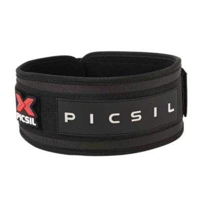 Image of PICSIL Weight Lifting Belt, Workout Belt for Exceptional Core &amp; Back Support, Weightlifting Ideal Squats, Lunges, Barbell Exercises, Customizable with Space Patches (S, Black)