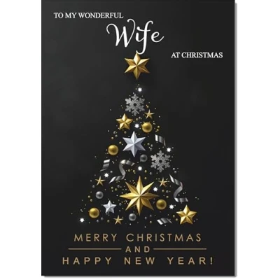 Image of doodlecards Wife Christmas Card Black Abstract Tree Large A4 Size for with Plain Envelope
