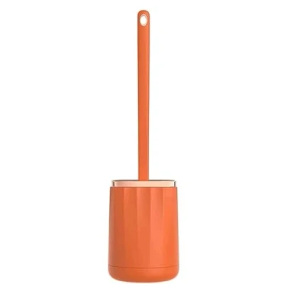 Image of Bathroom Cleaning brush,Toilet Standing Toilet Brush Holder Set Bowl Cleaner Deep Accessories Easy to Hide Long Handle Cleaning(Orange)